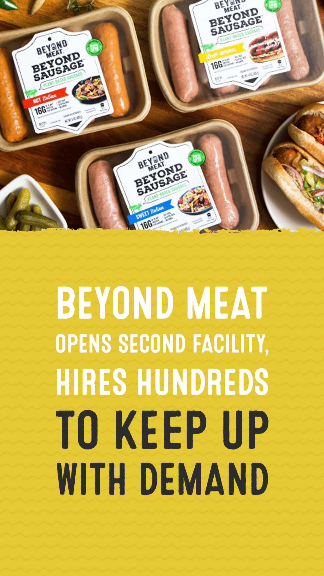 Beyond Meat Opens Second Facility, Hires Hundreds to Keep Up With Demand